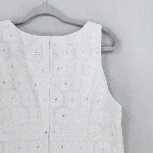 Lilly Pulitzer Dress Womens 12 Resort White Nicci Pinwheel Organza Floral Lace - Picture 15 of 16